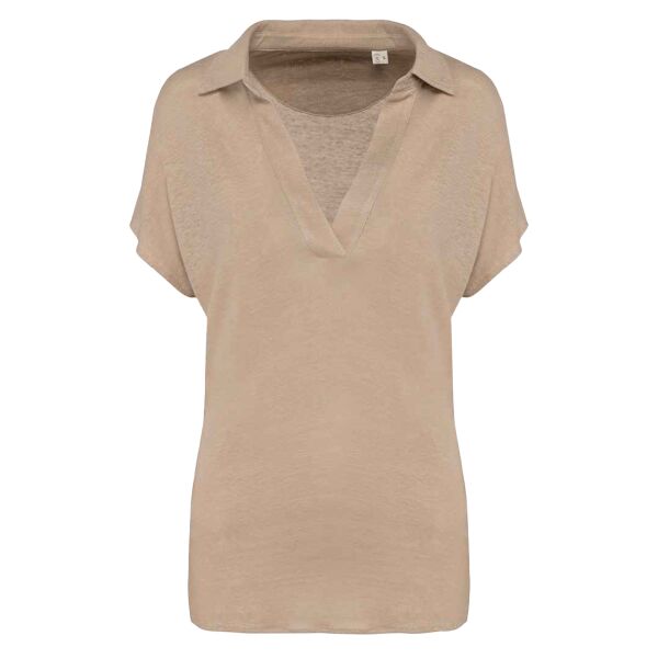 Native Spirit Ladies Linen Polo Shirt Thumbnail