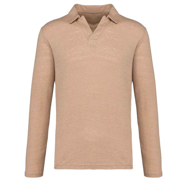 Native Spirit Long Sleeve Linen Polo Shirt Thumbnail